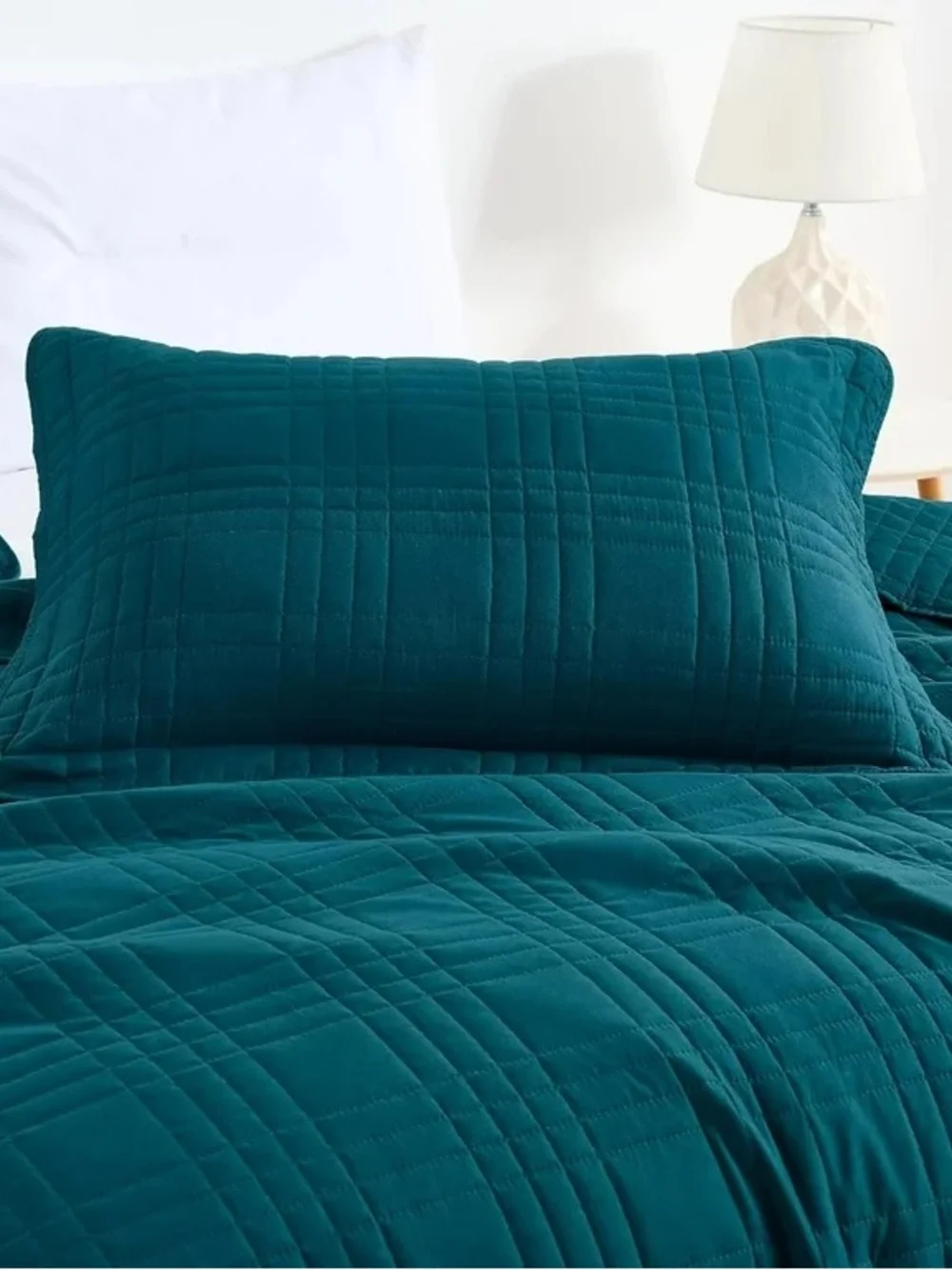 Teal king 3 piece Quilted Bedspread Set